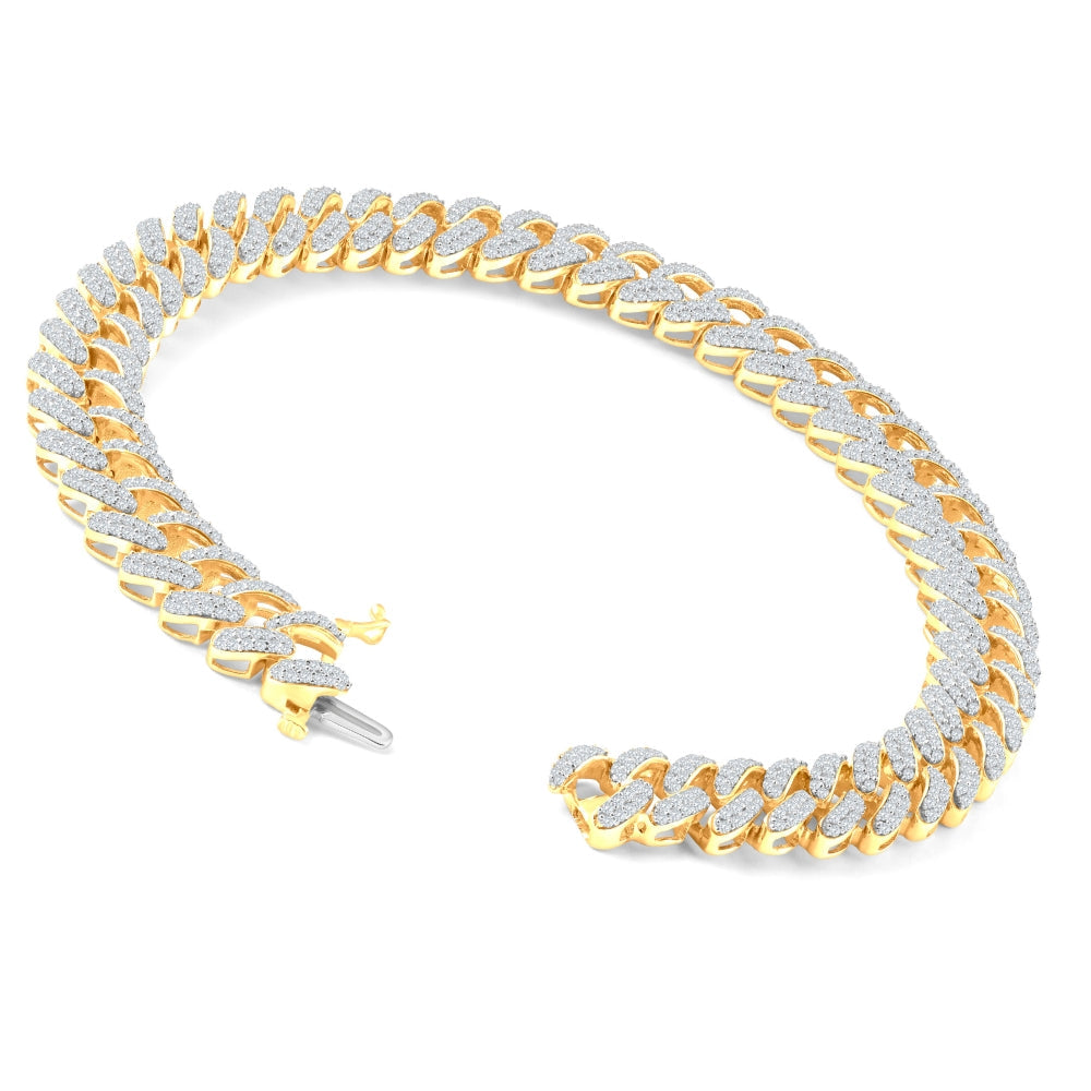 4.42Ct Men's Diamond Cuban 8.5" Bracelet 10k Yellow Gold Heavy 26 Grams 9.6mm
