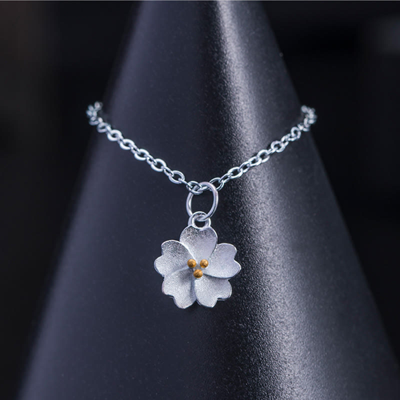 Fortune Jewel 925 Sterling Silver Cherry Blossom Flower Blessing Necklace Pendant