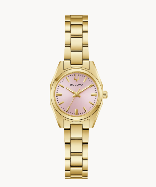 Lady's Gold-Tone Bulova "Surveyor" with Light Pink Dial