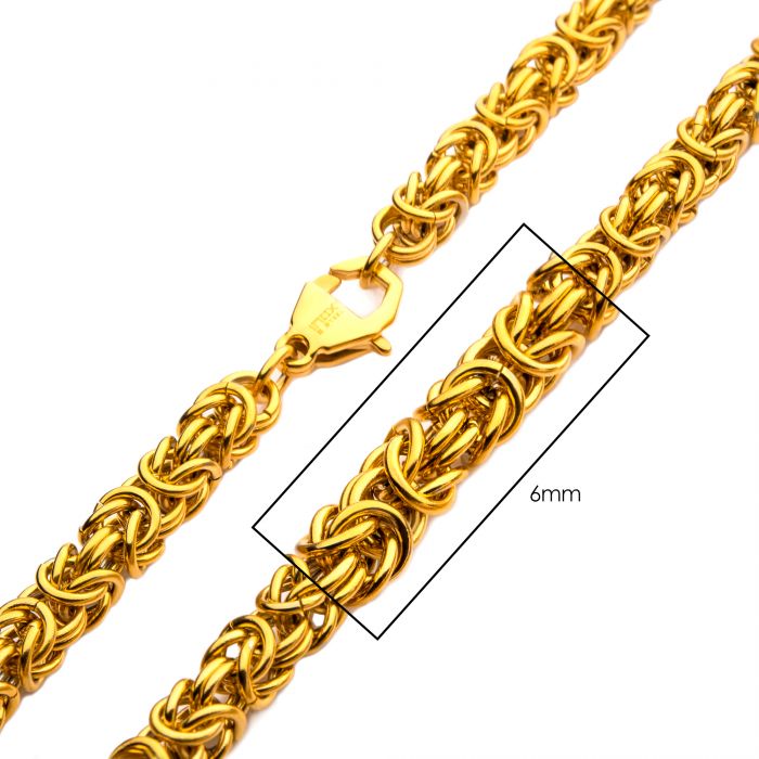 18K Gold Ion-Plated Stainless Steel King Byzantine Chain