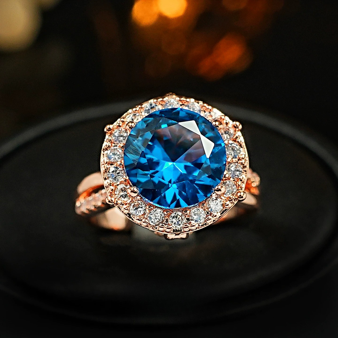 Retro 4ct Millennium Cut Halo Colorful Gemstone Sterling Silver Engagement Ring