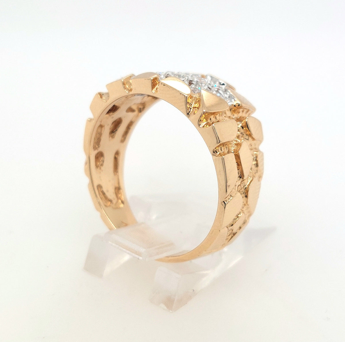 14K Yellow Gold Diamond Nugget Ring