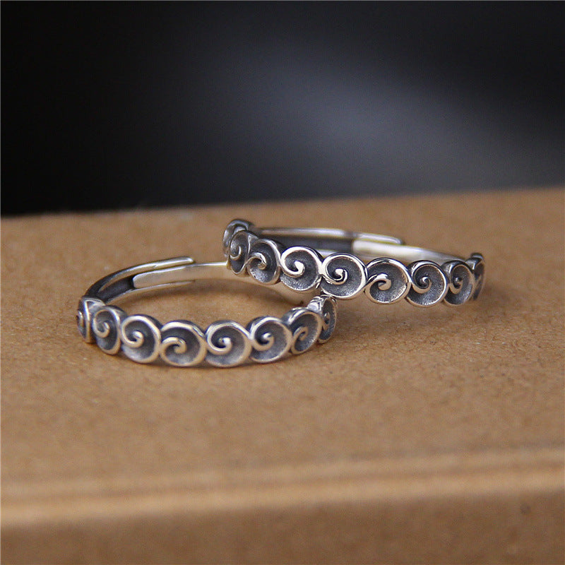Fortune Jewel 925 Sterling Silver Auspicious Clouds Engraved Ring