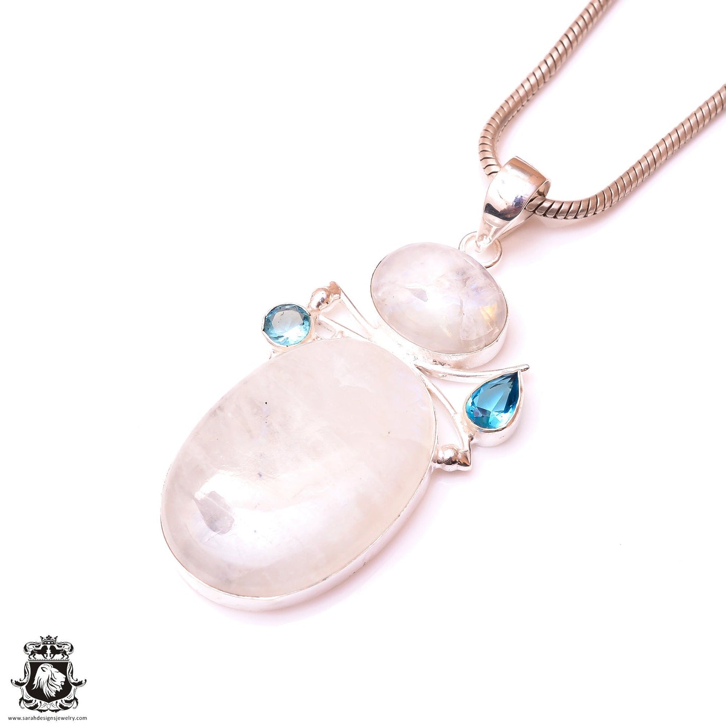 Rainbow Moonstone Pendant & 3MM Italian Chain P10050