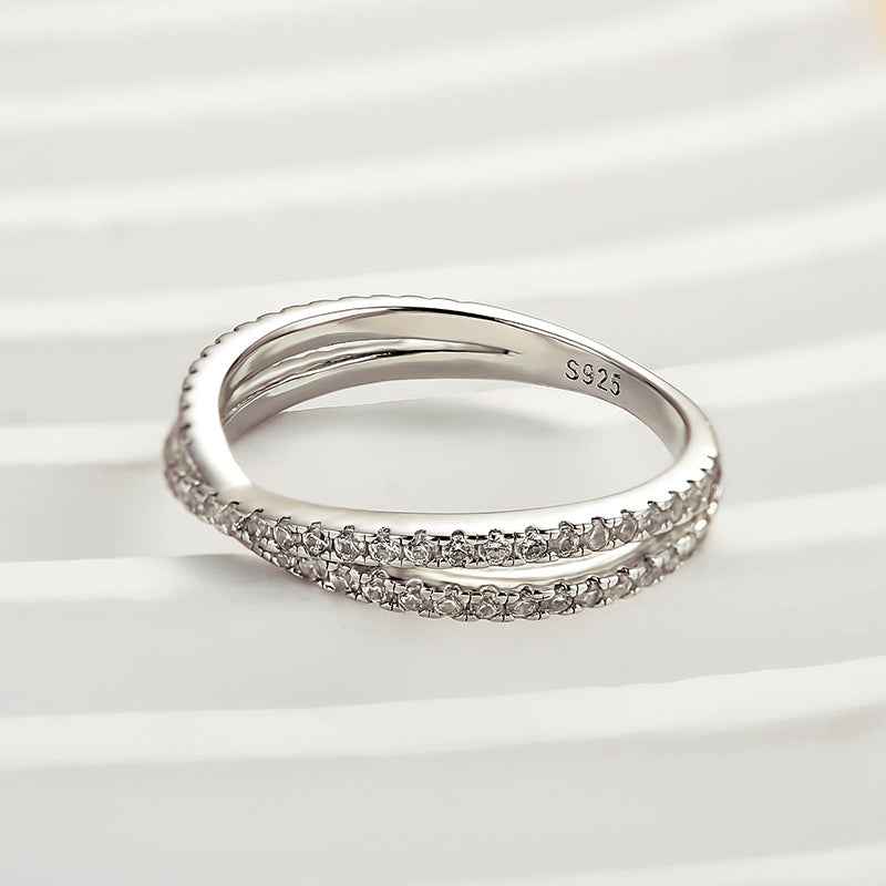 Solarii X Cross Round Cut Wedding Ring In 925 Sterling Silver