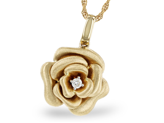 14KY Rose and Diamond Necklace
