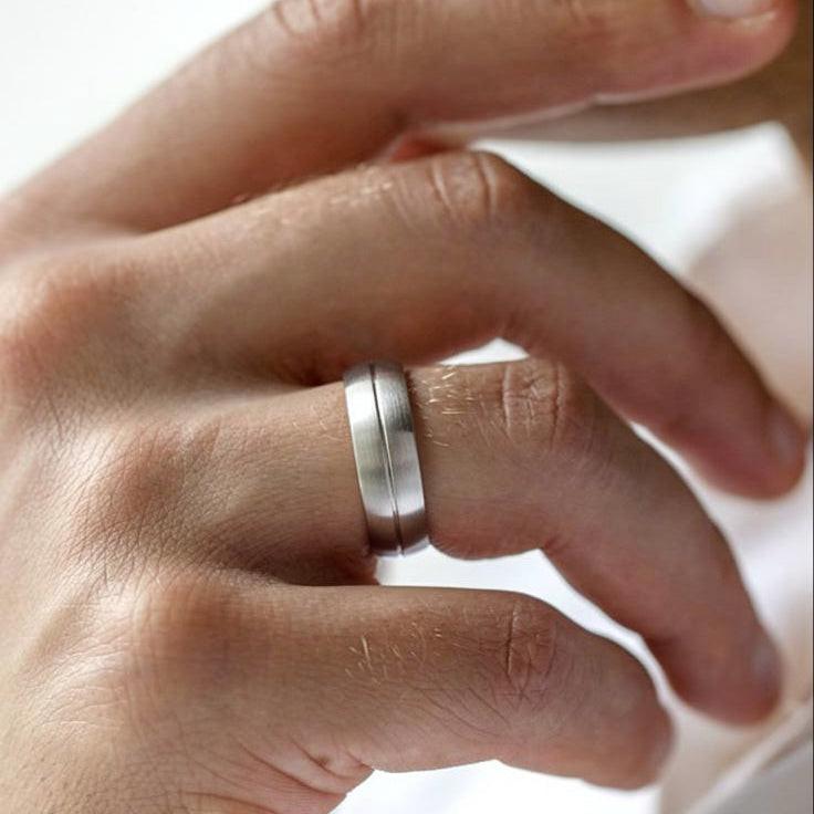 Atlas Vaulted | Architectural Brushed Men's Wedding Band