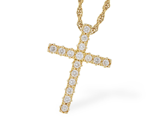 14KY Diamond Cross Necklace (18in)