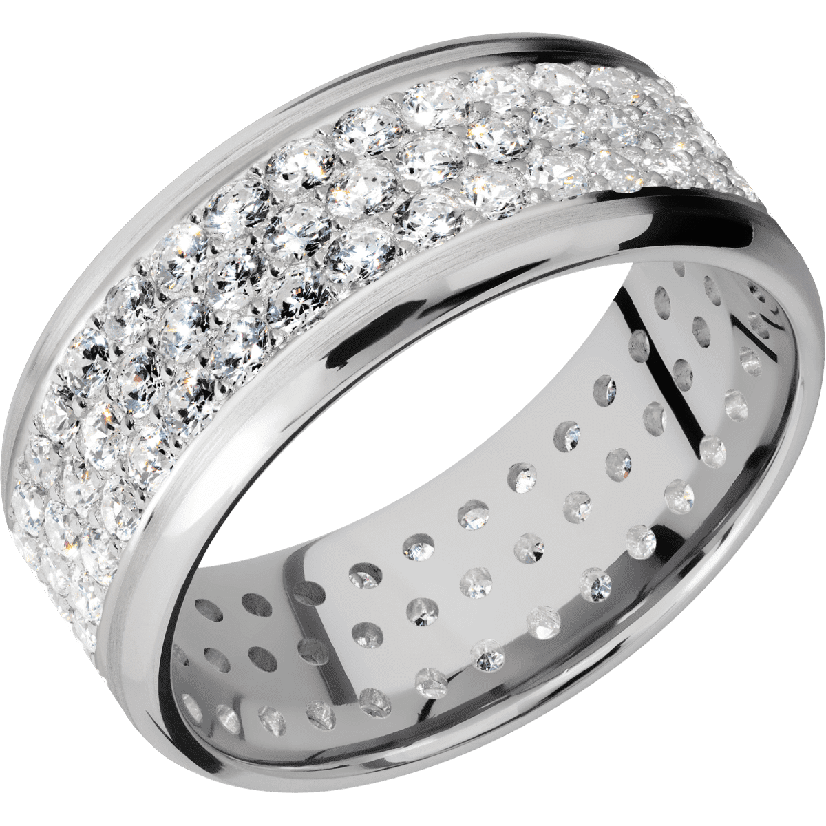 14K White Gold + Satin , Polish Finish
