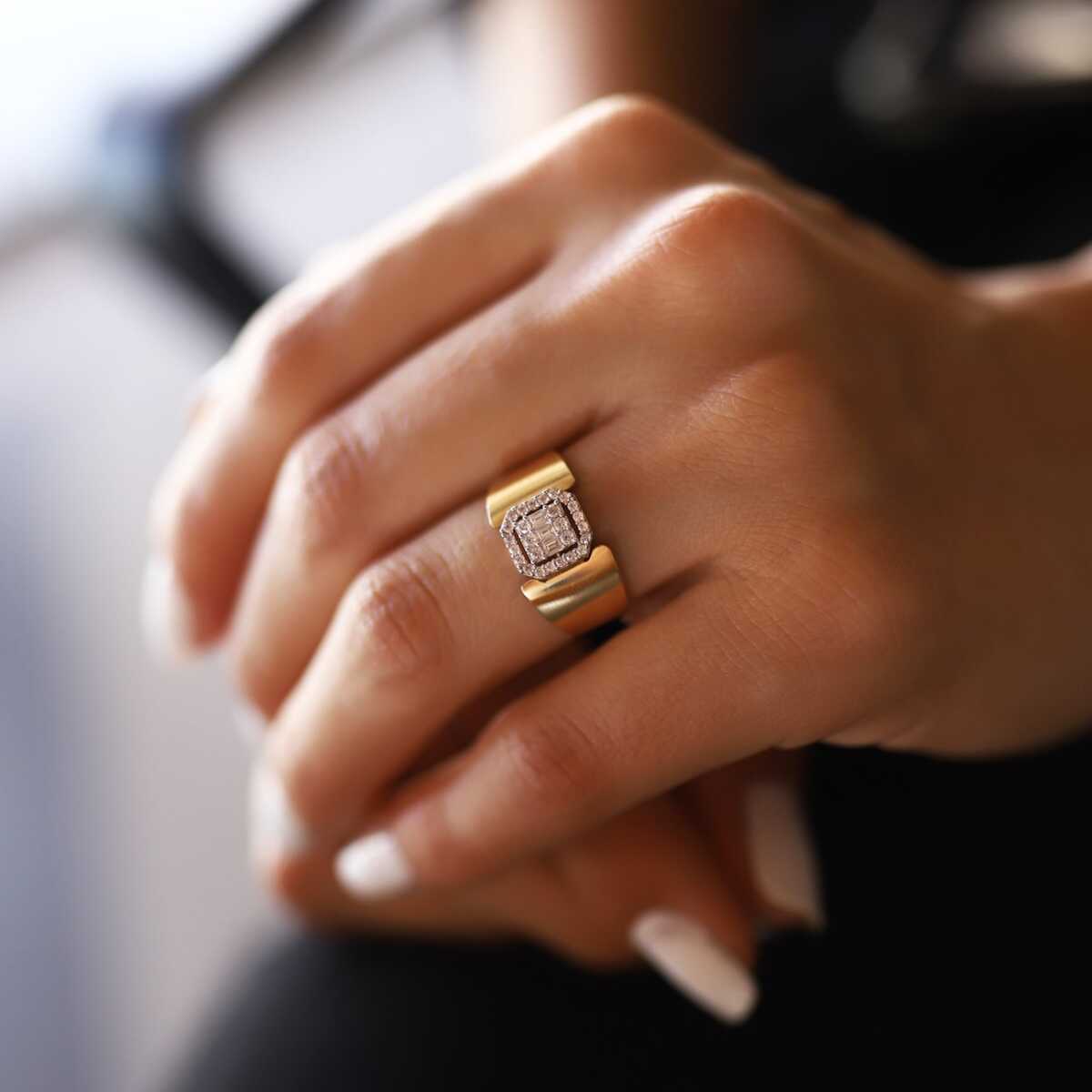 Baguette Shield Signet Ring