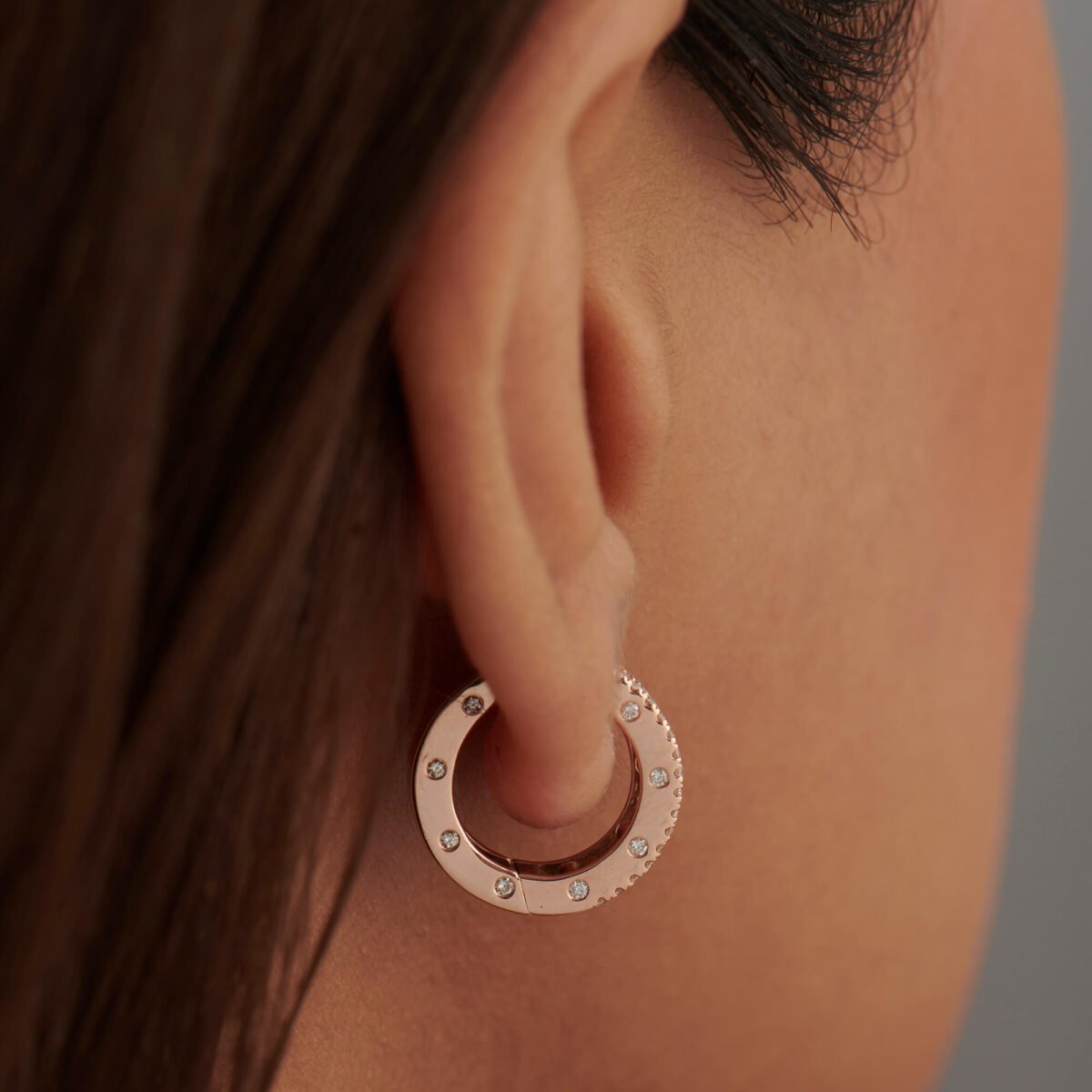 Baguette & Round Diamond Hoop Earrings