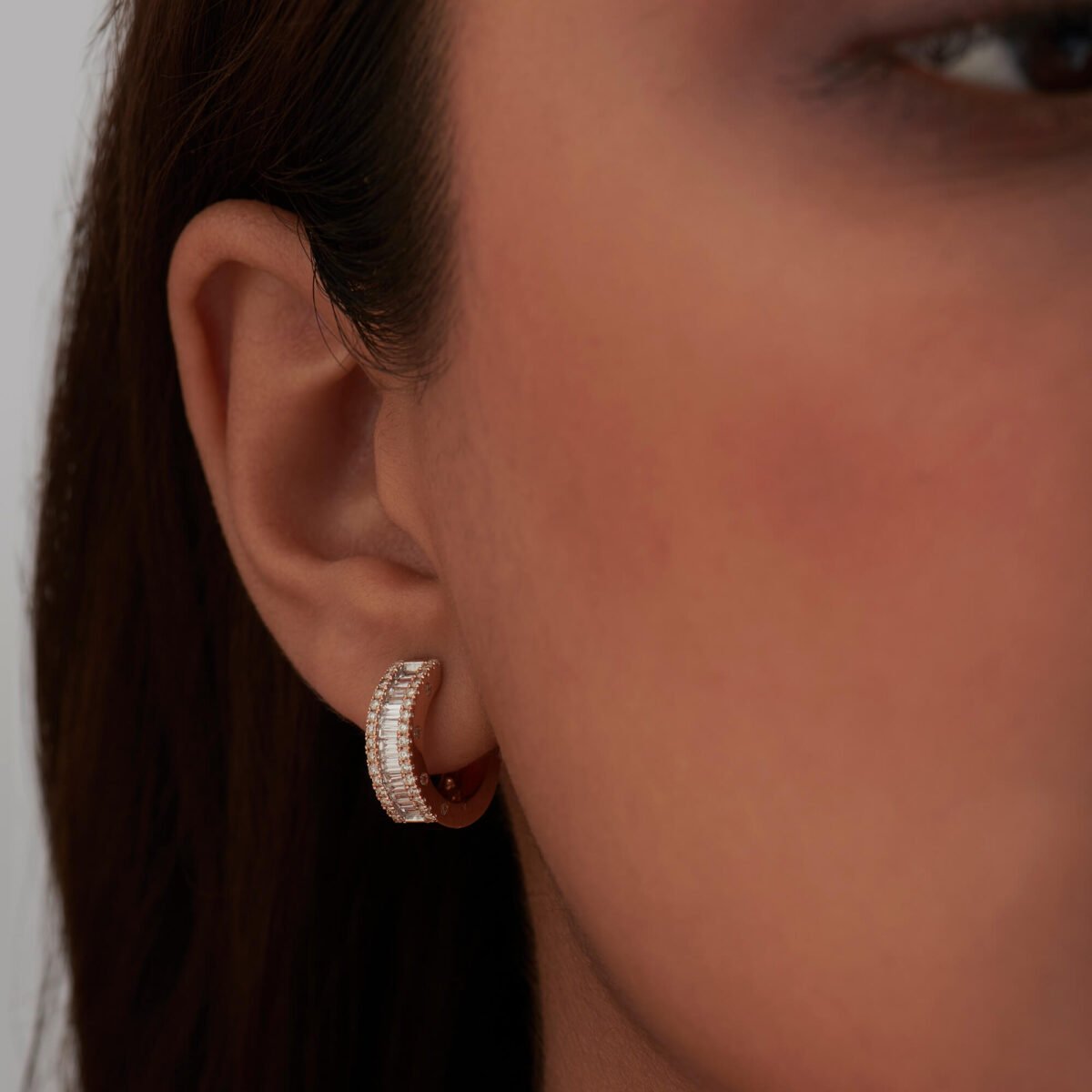 Baguette & Round Diamond Hoop Earrings