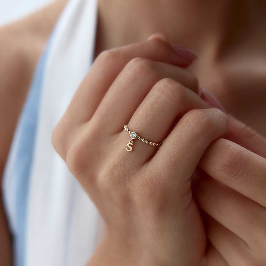 Letter Dangle Ring