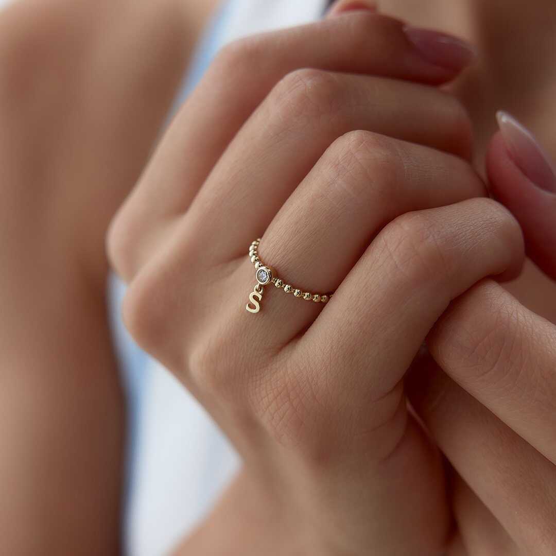 Letter Dangle Ring
