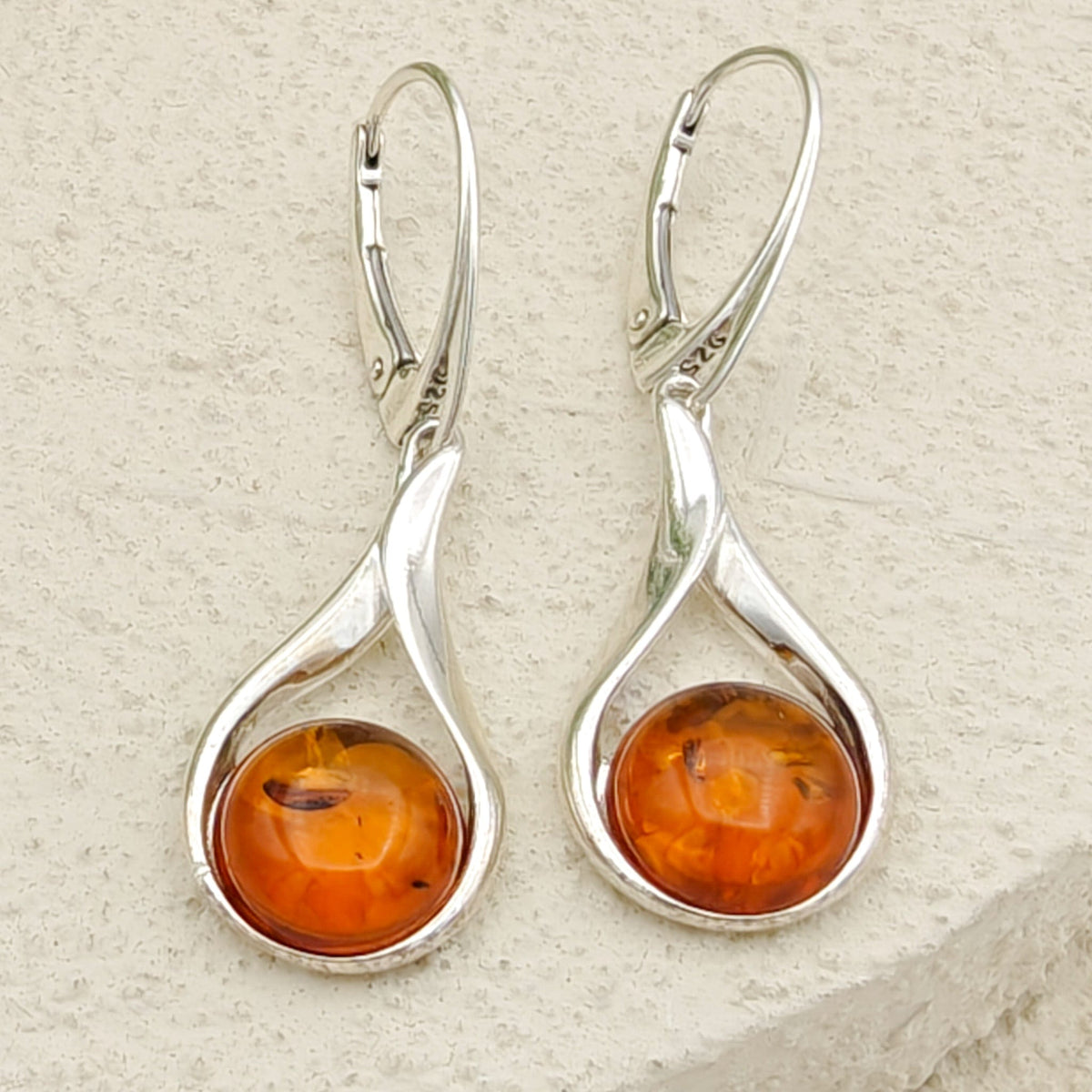 Baltic Amber Earrings | Hanging Amber | November Gift | Sterling Silver
