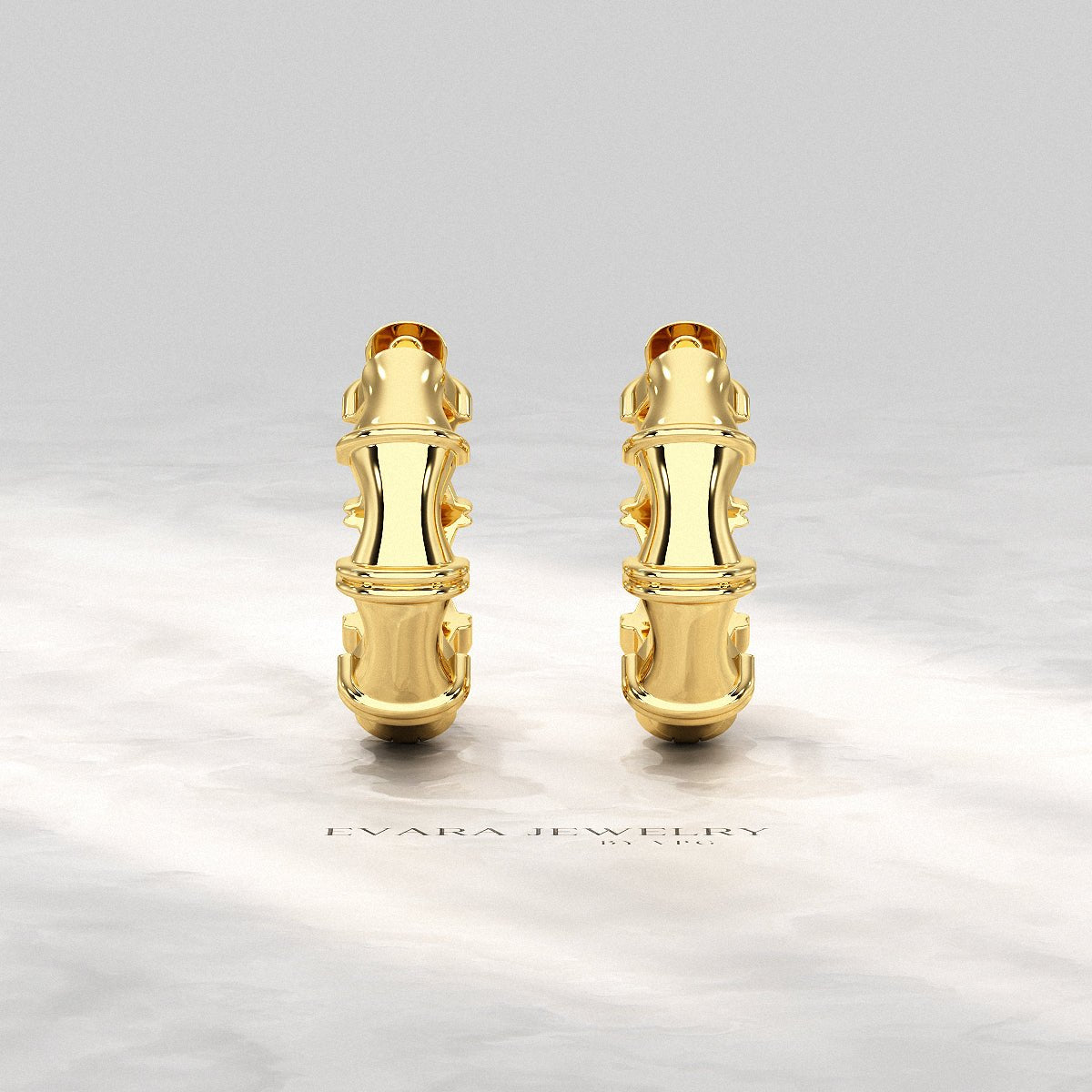 Bamboo Inspired Gold Hoop Earrings