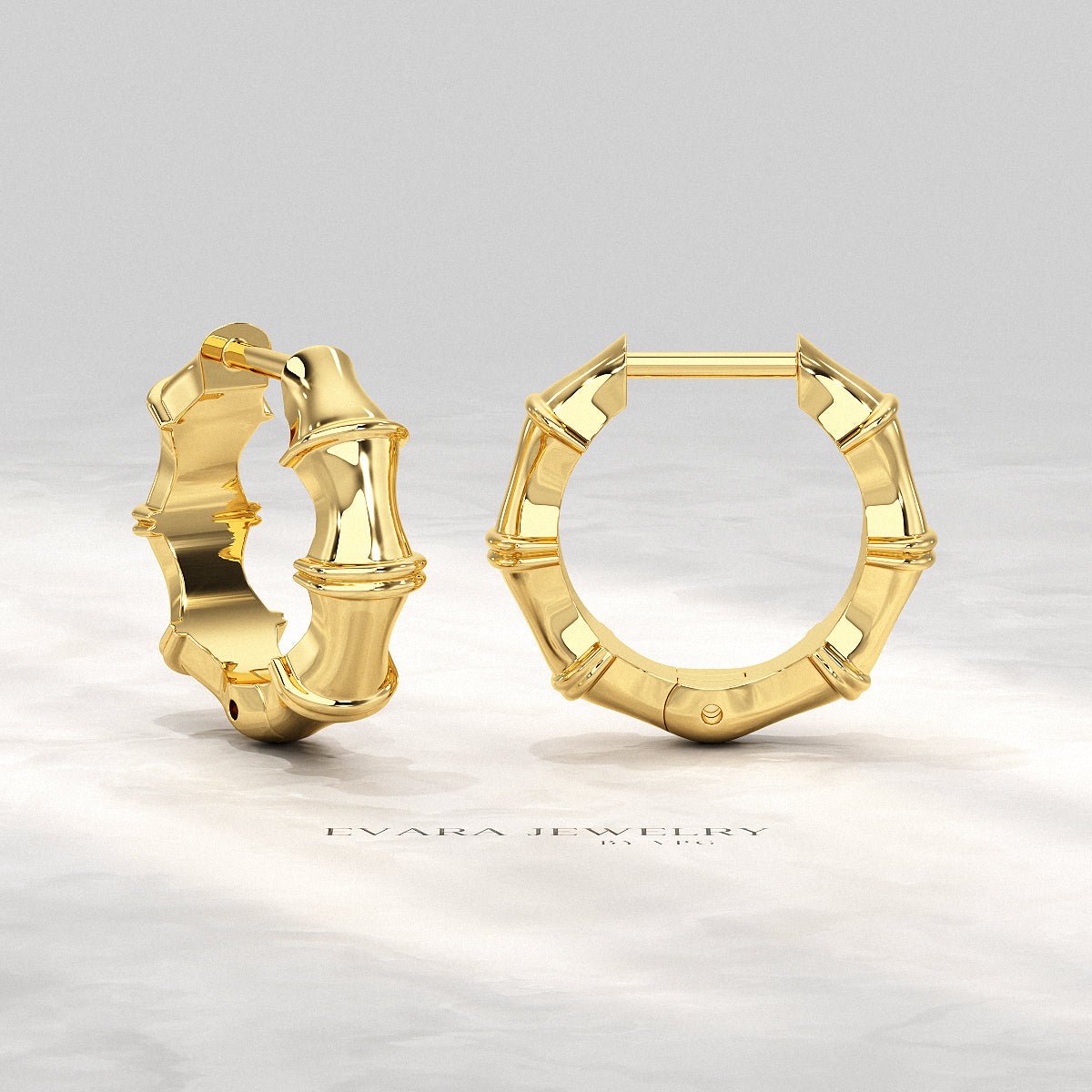 Bamboo Inspired Gold Hoop Earrings