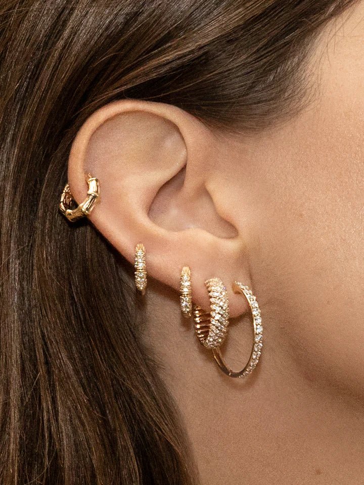 Bamboo Inspired Gold Hoop Earrings