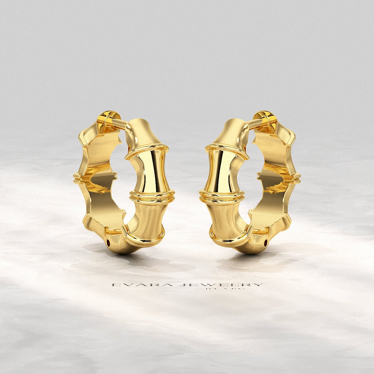 Bamboo Inspired Gold Hoop Earrings