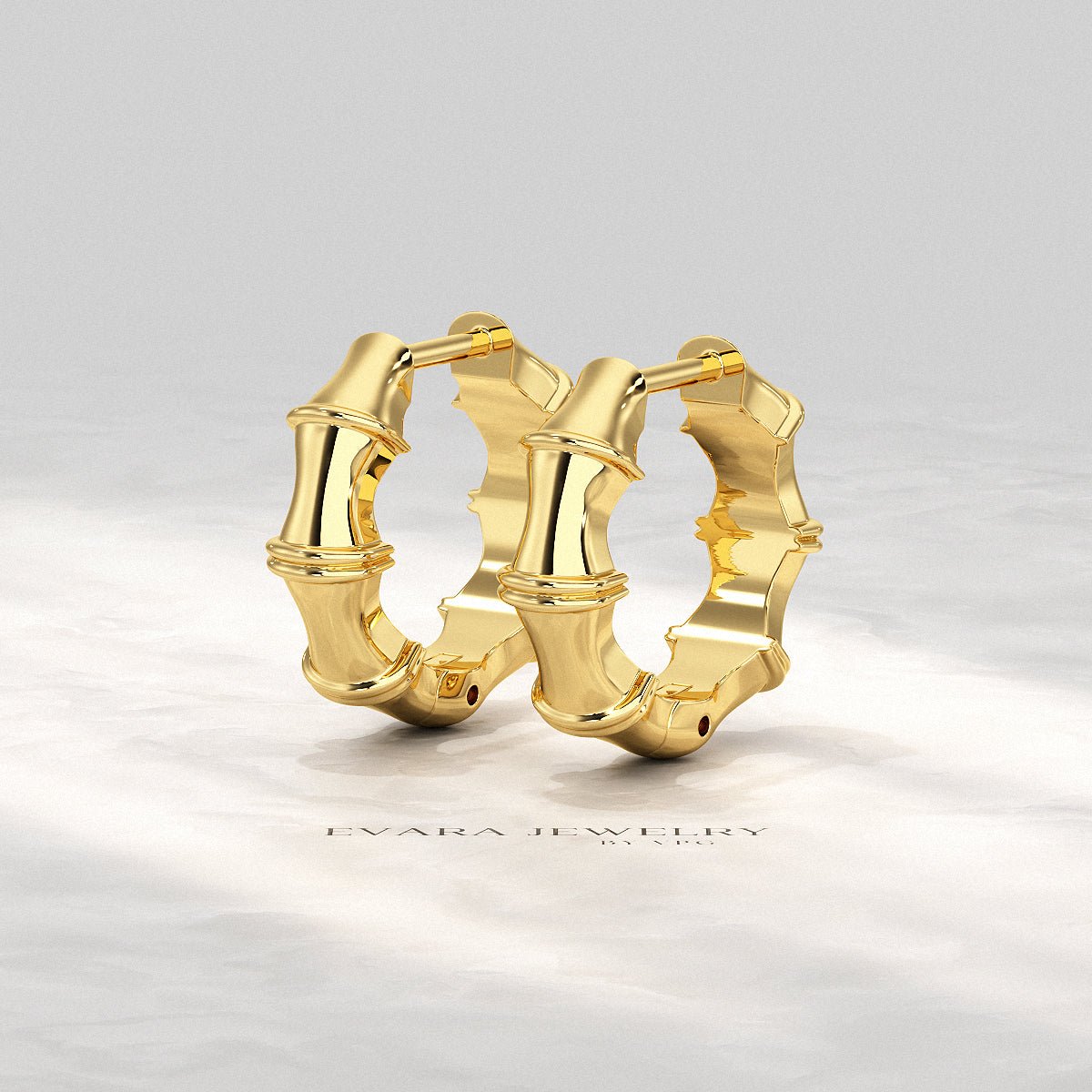 Bamboo Inspired Gold Hoop Earrings