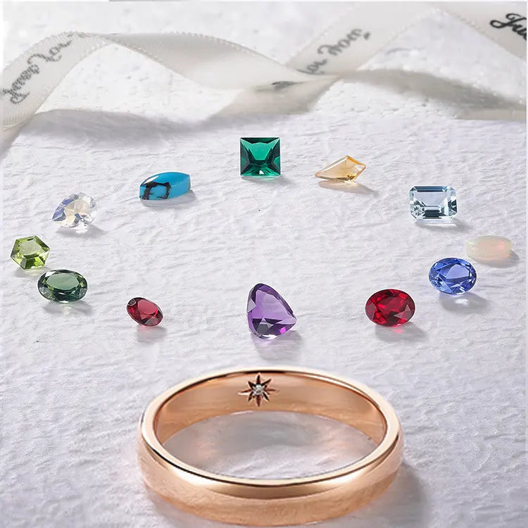 Inner Birthstone Rose Gold Promise Ring – Personalized with Your Stone