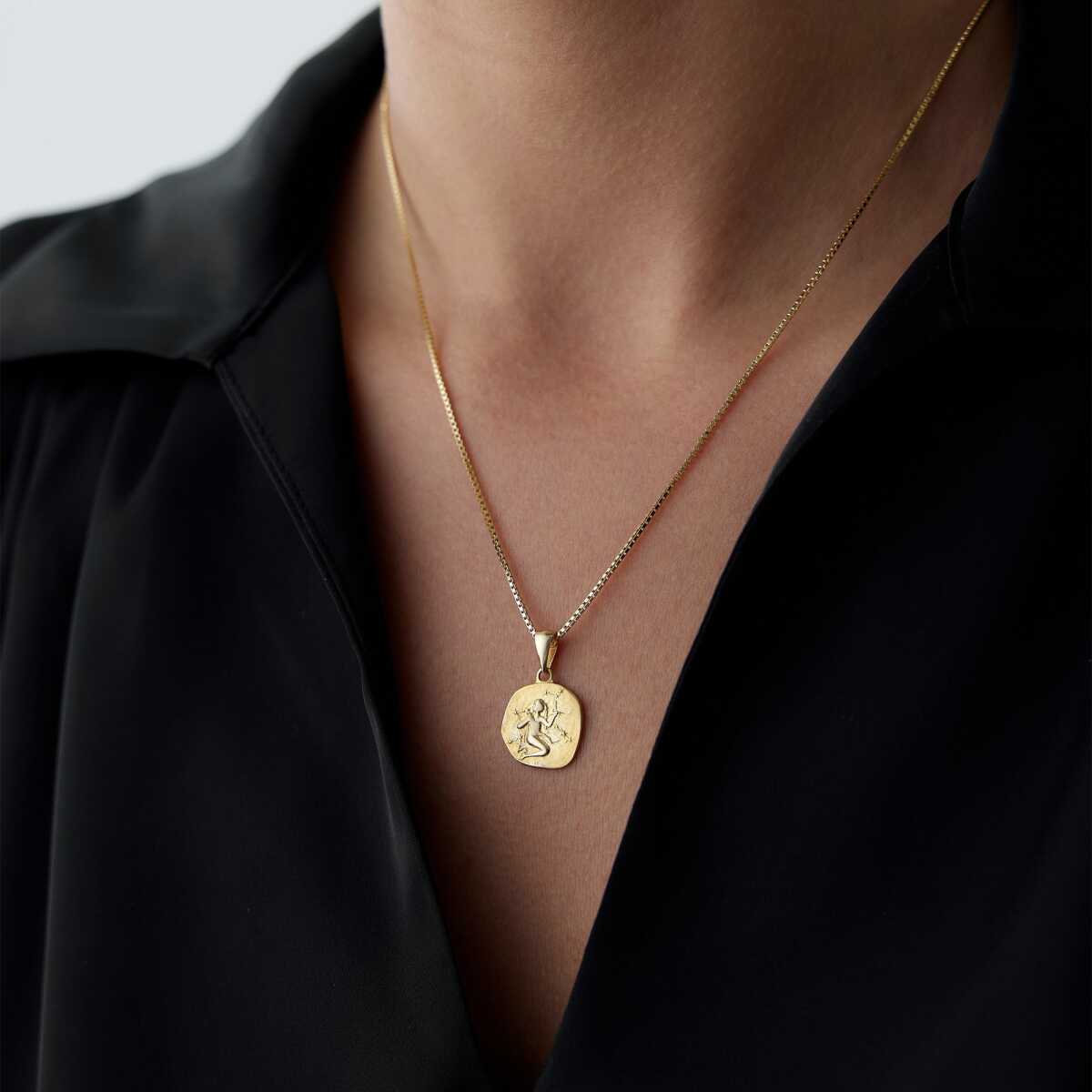 14k Gold Virgo Zodiac Necklace