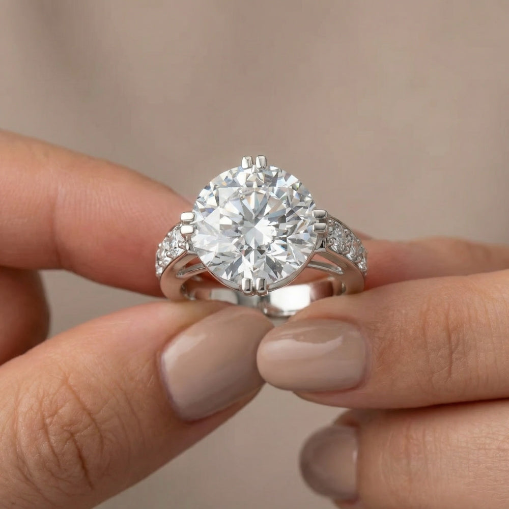 Certified 4 1/2Ct Bauer Diamond Engagement Ring 14k Gold Lab Grown