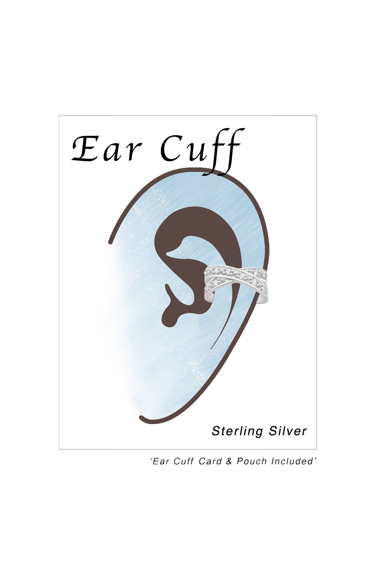 Sterling Silver Ear Cuff With Cubic Zirconia - SS