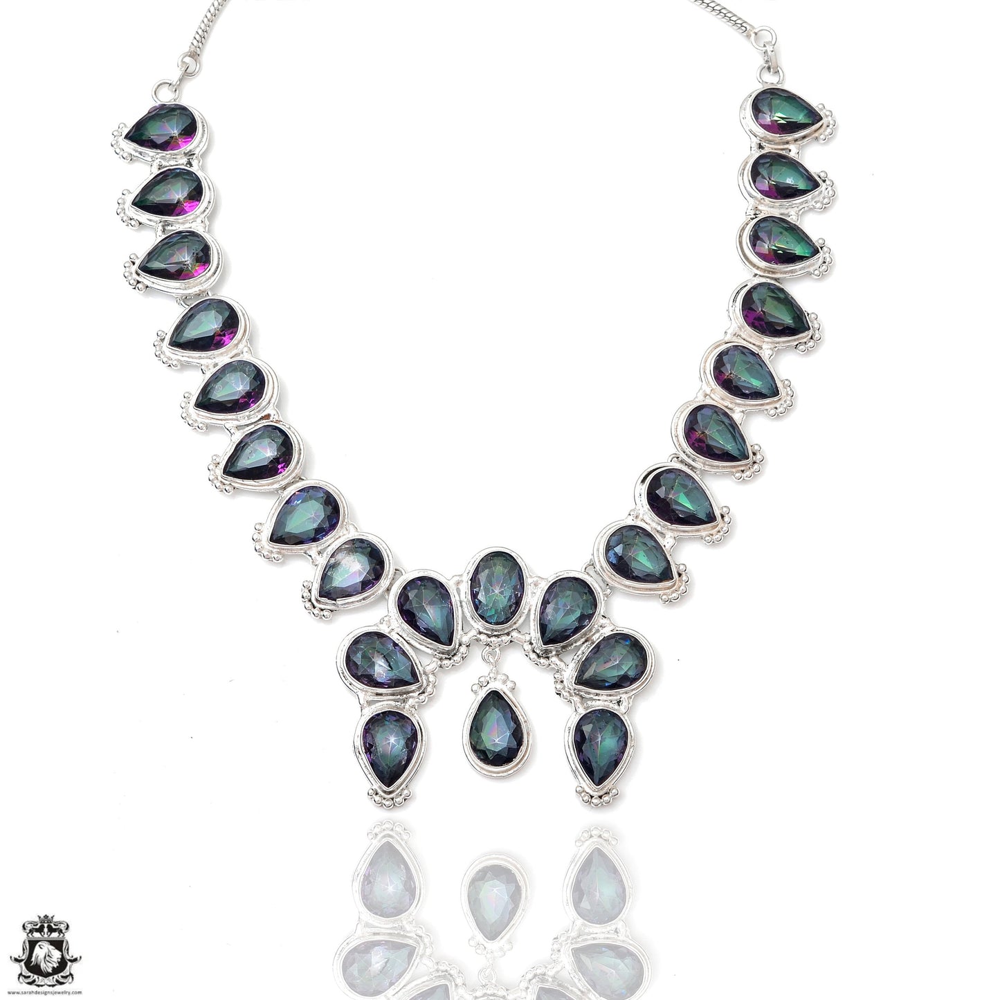 Mystic Topaz Squash Blossom Statement Necklace BN70