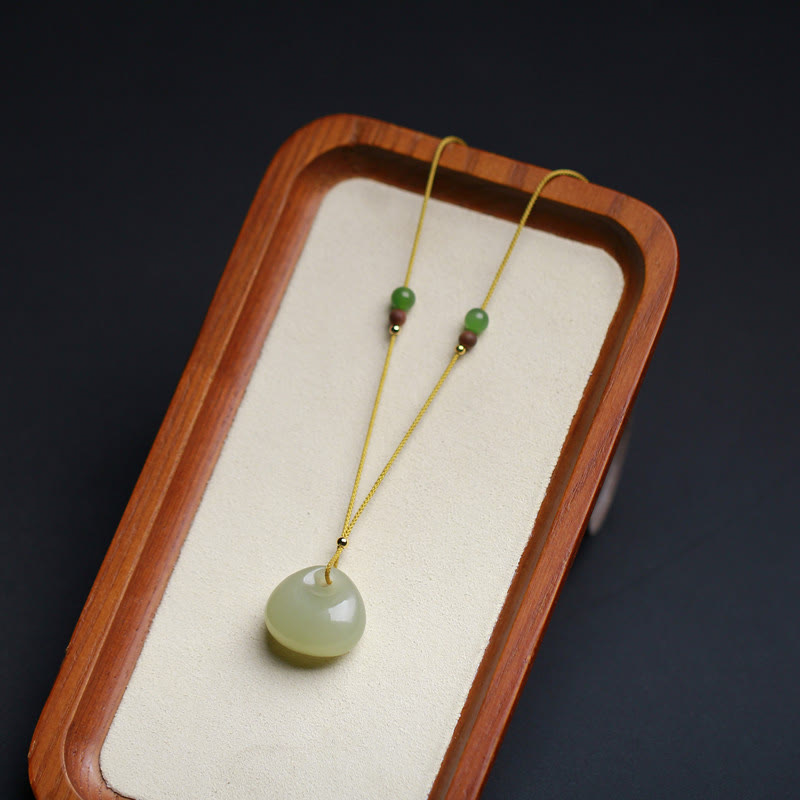 Fortune Jewel Natural Hetian Jade Small Bag Pattern Prosperity String Necklace Pendant
