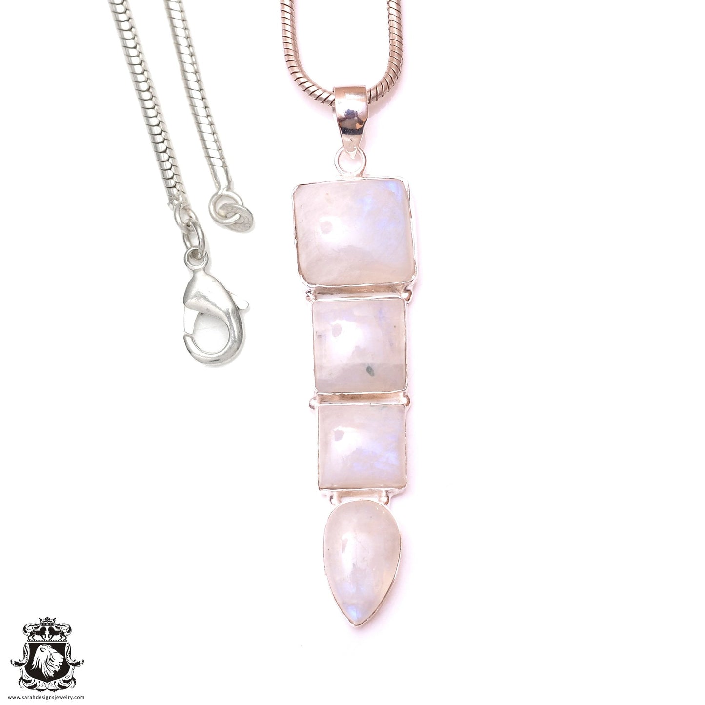 Rainbow Moonstone Pendant & 3MM Italian Chain P10114