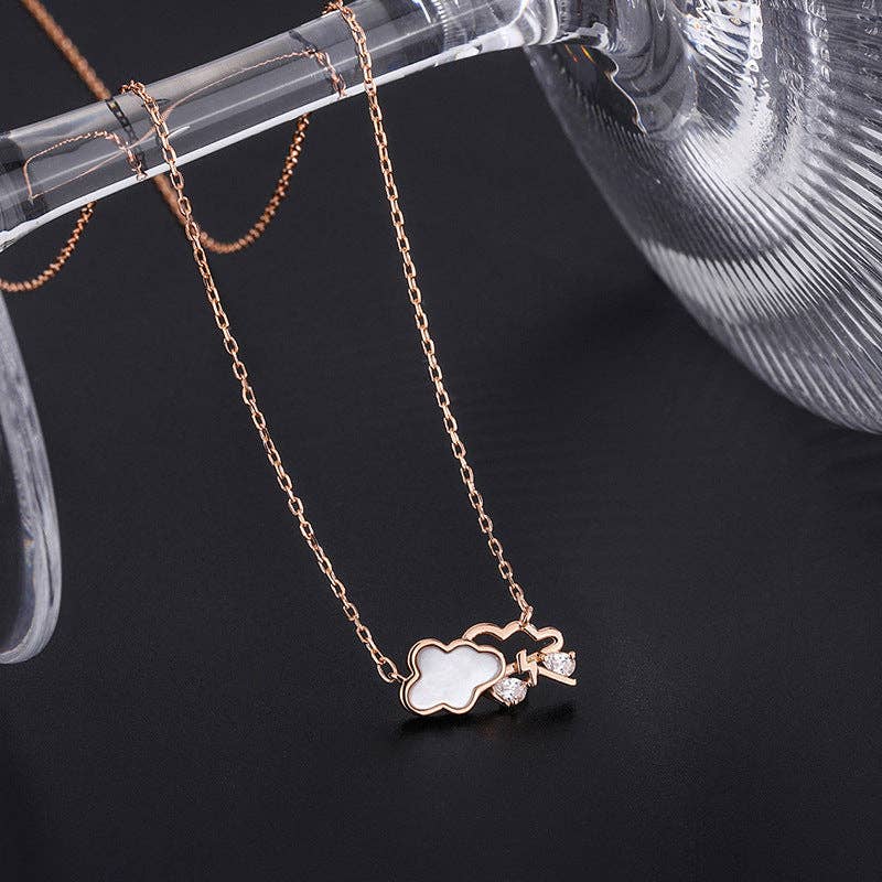 Mother Of Pearl Cloud Rain Necklace in 925 Sterling Silver: Gold