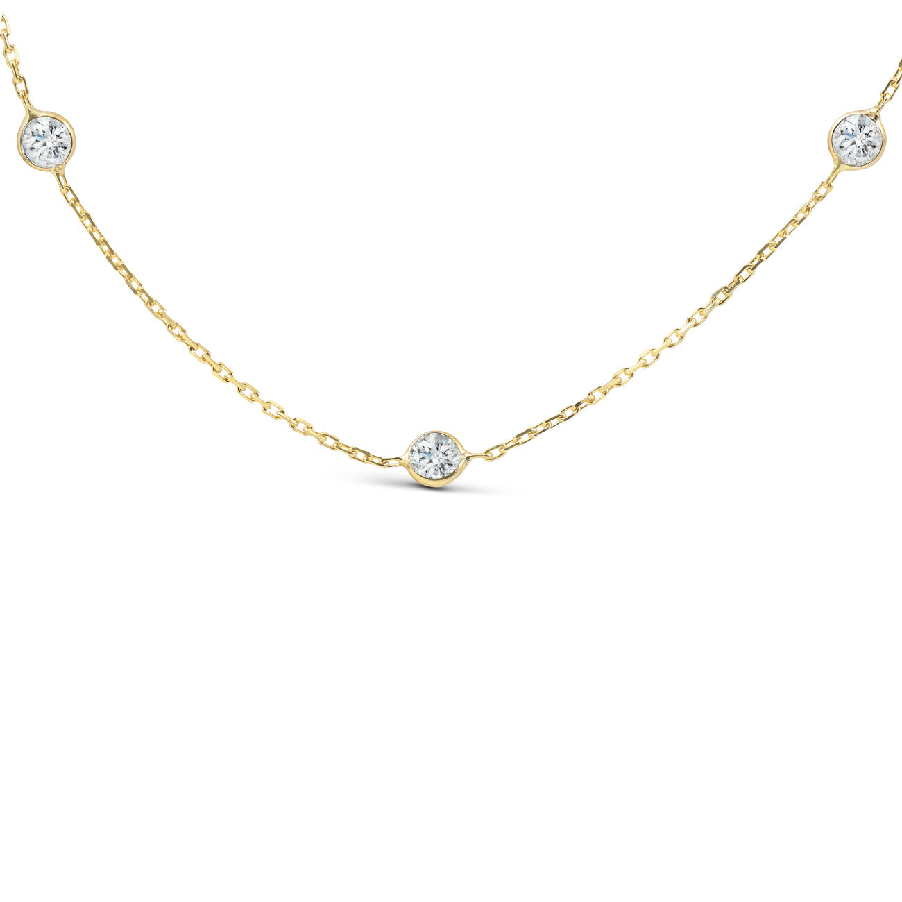 4Ct Diamonds By The Yard Necklace 14K Yellow Gold Lab Grown Station Pendant