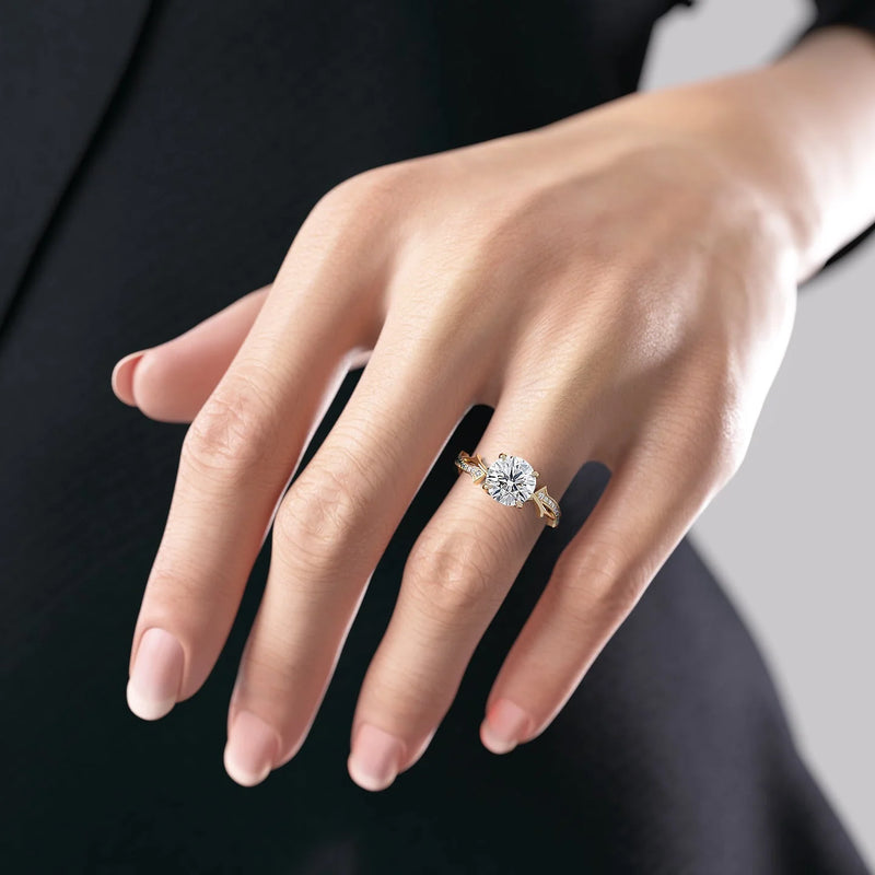 Delicate Solarii Moissanite 2.0ct Round Cut 925 Sterling Silver Twist Design Engagement Ring