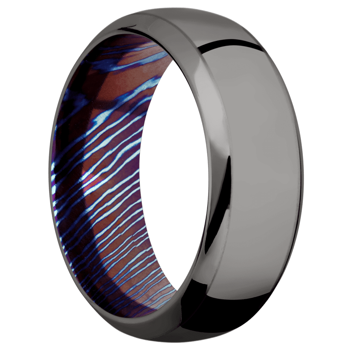 Tantalum Noir + Polish , Polish Finish + Titanium Damascus