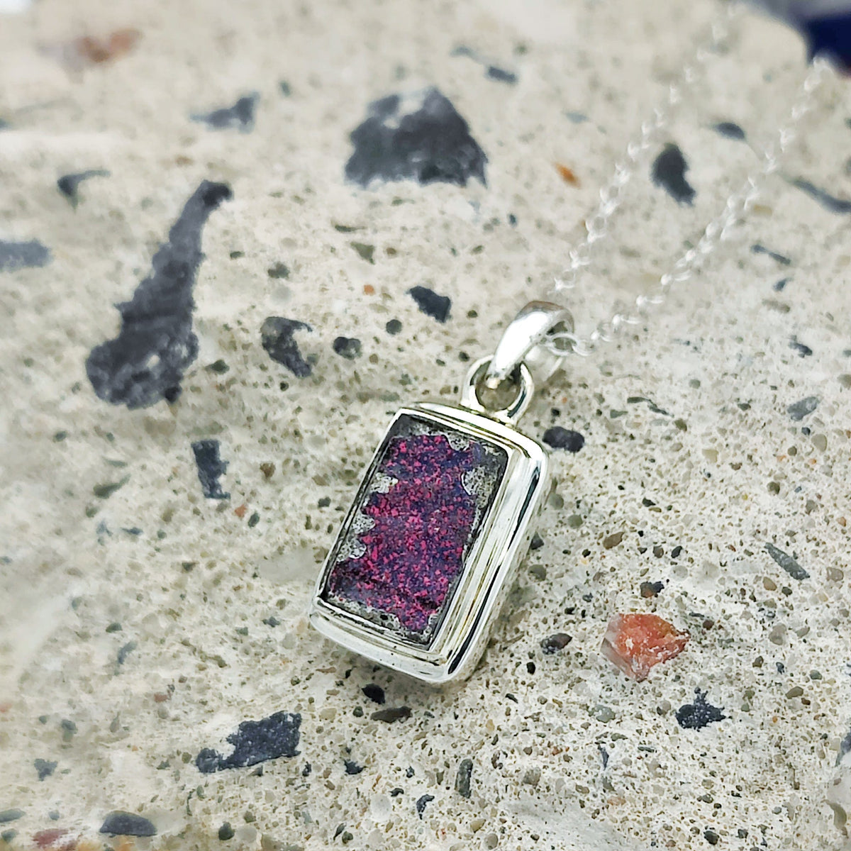 Berlin wall Pendant | Purple Graffiti | Sterling Silver
