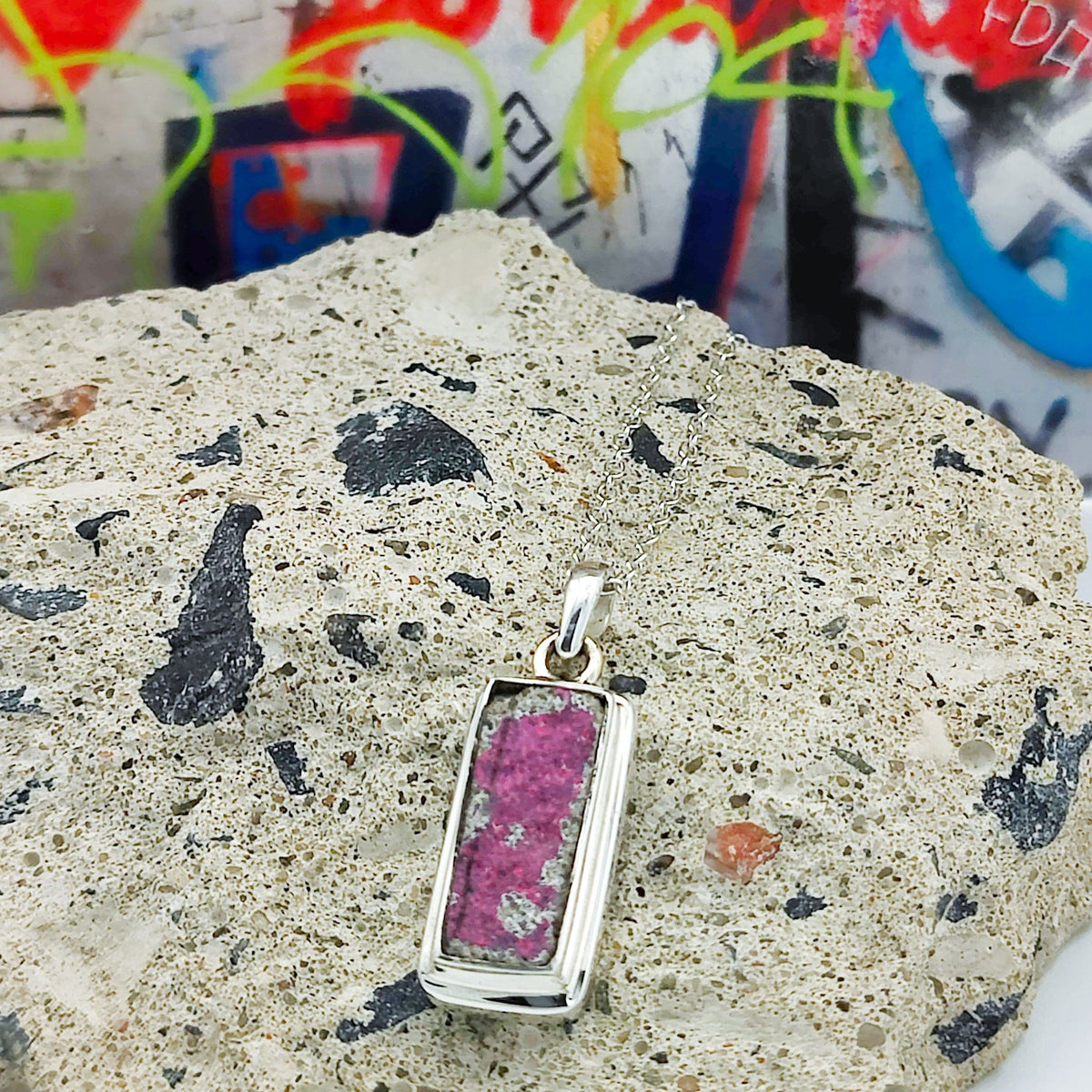 Berlin wall Pendant | Purple Graffiti | Sterling Silver