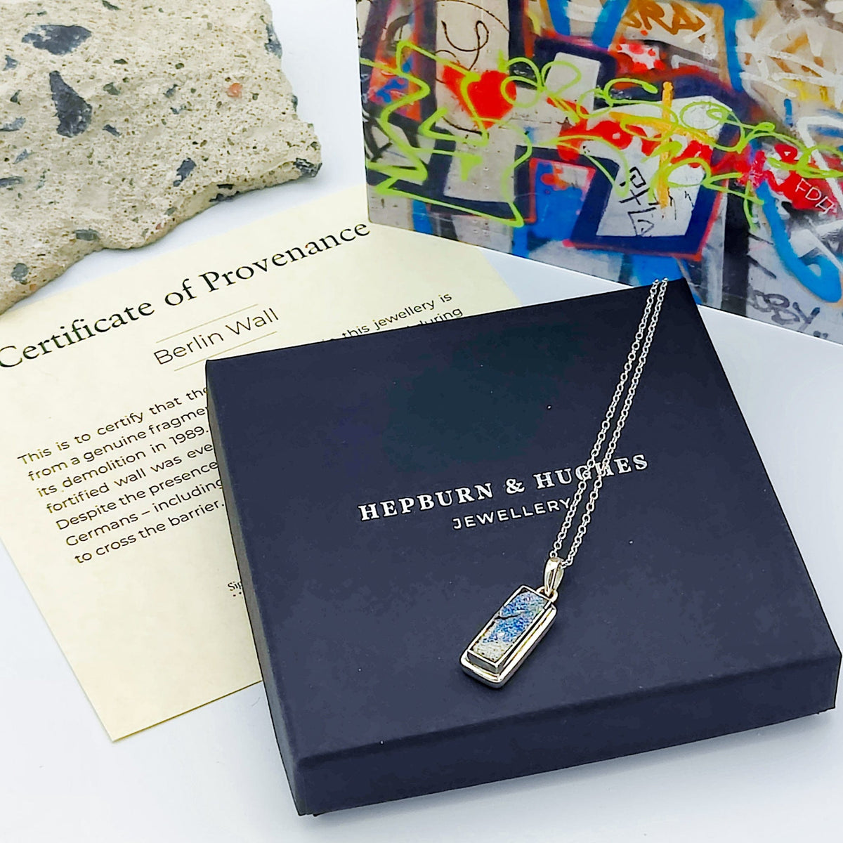 Berlin wall Pendant | Purple Graffiti | Sterling Silver