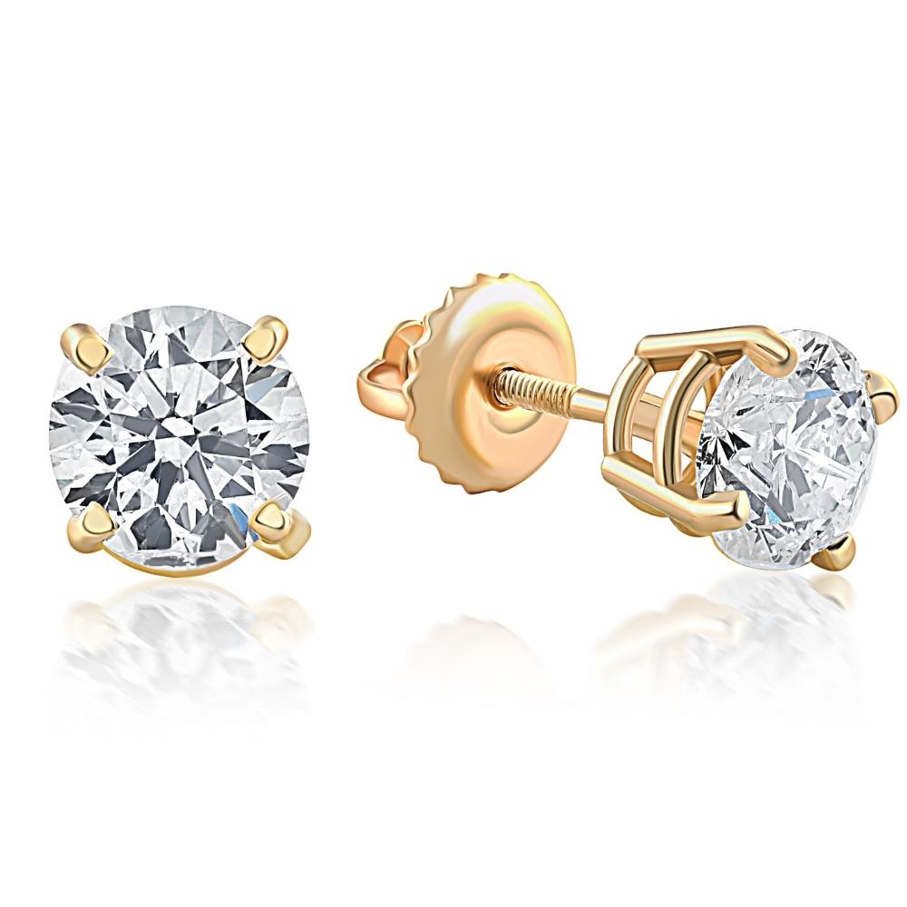 Screw Back 1 Ct T.W. Genuine Diamond Studs Available in 14k White or Yellow Gold