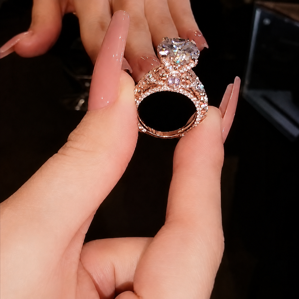 Ultimate Luxury Round Cut 5.0ct Engagement Ring With Pavé Enhancer In Sterling Silver