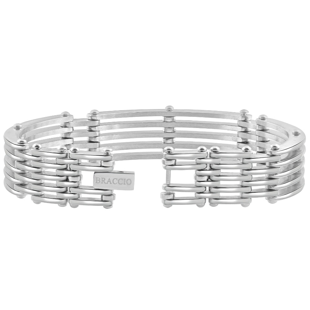 Men's Steel Single tone 13.5mm Link Flexible Clasp  8.5 " Bracelet