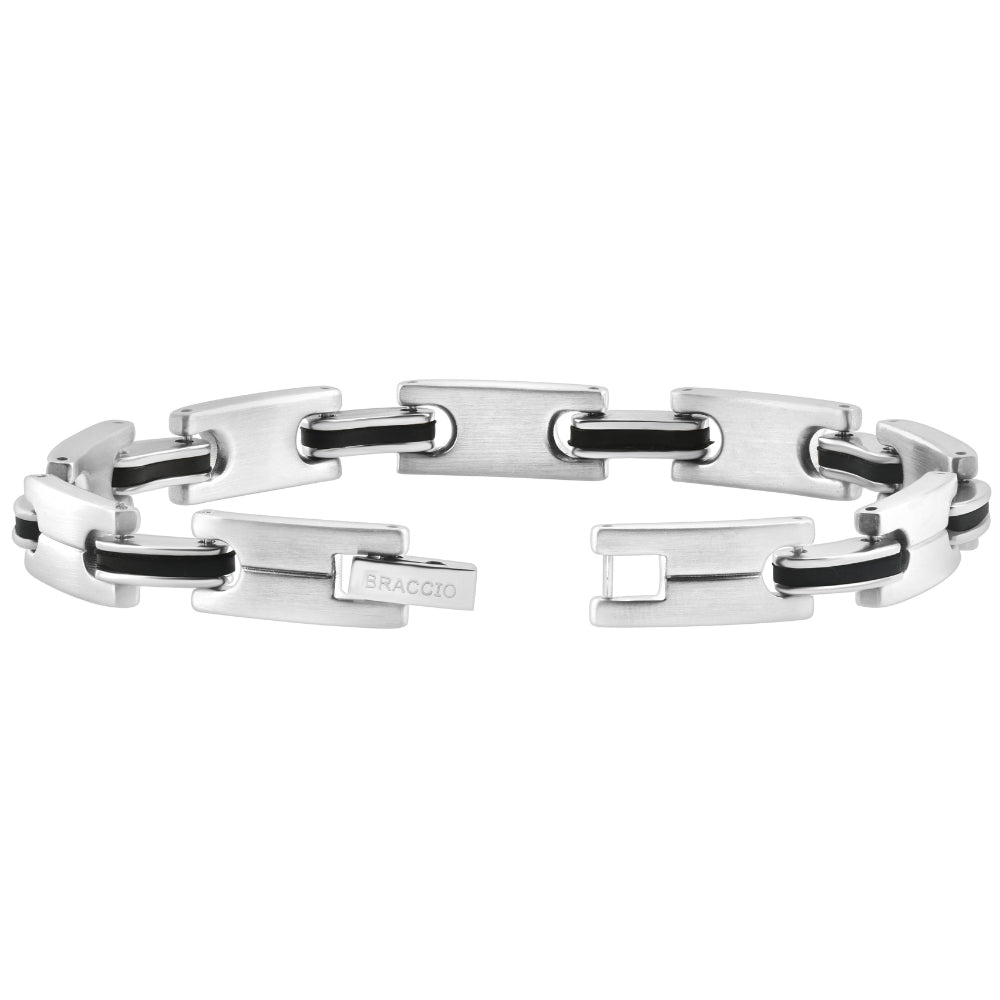 Men's Steel Polished Two Tone Black 8.5" 8.5mm Bracelet