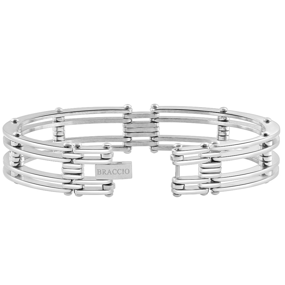 Men's Steel Single tone 13.5mm Link Flexible Clasp  8.5 " Bracelet