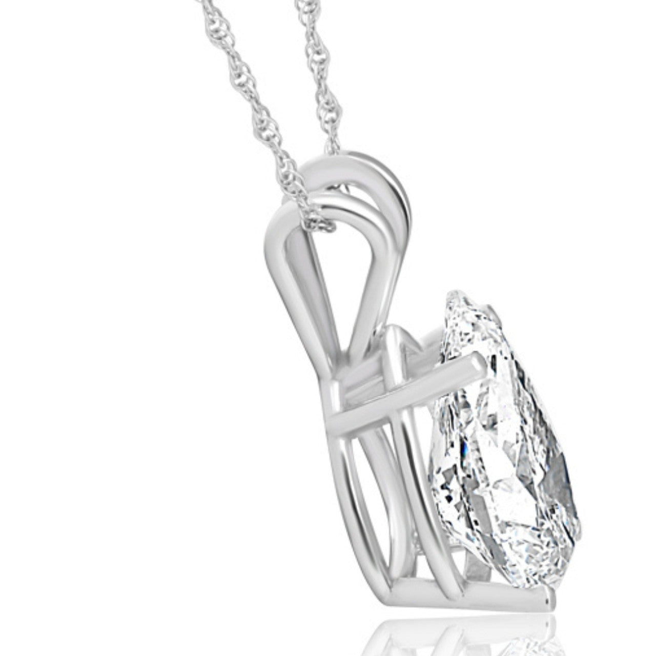 1/2Ct Pear Solitaire Diamond Pendant Necklace 14k Gold (E-F,VS2-SI1)