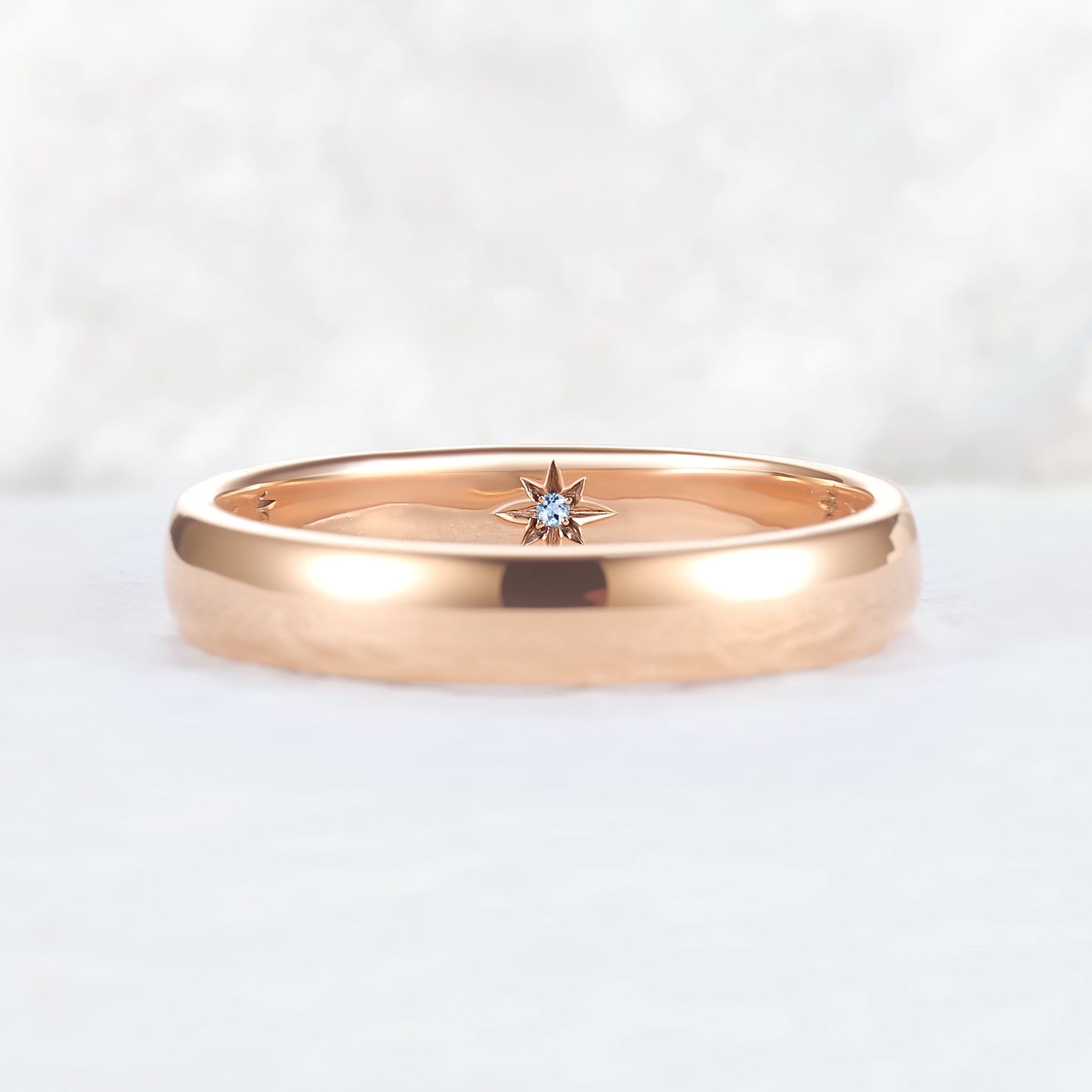 Inner Birthstone Rose Gold Promise Ring – Personalized with Your Stone