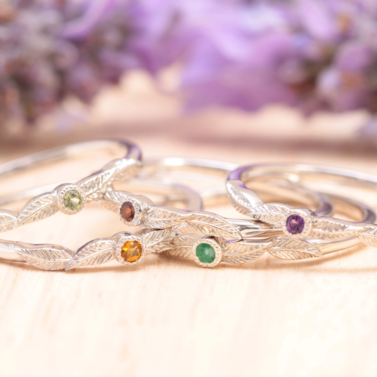 Peridot Birthstone Leaf Ring