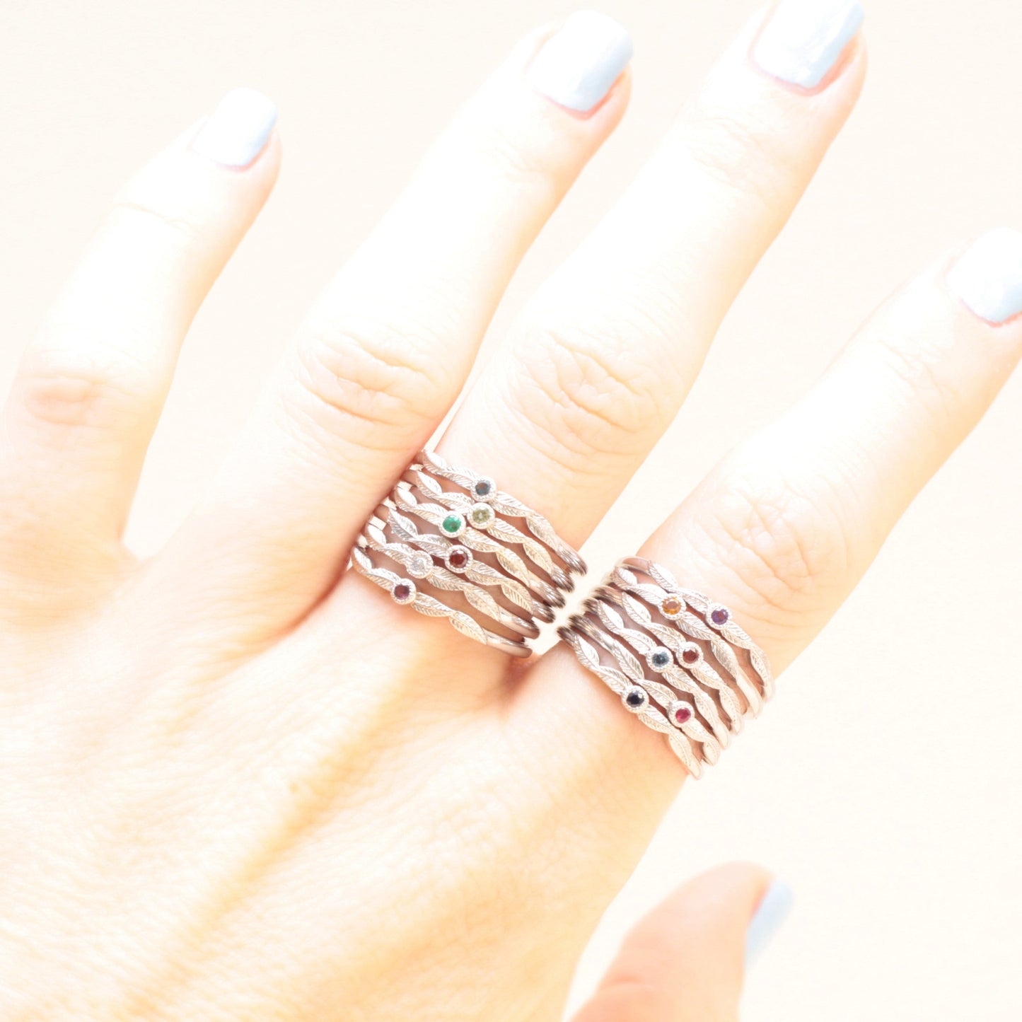 Emerald Birthstone Leaf Ring