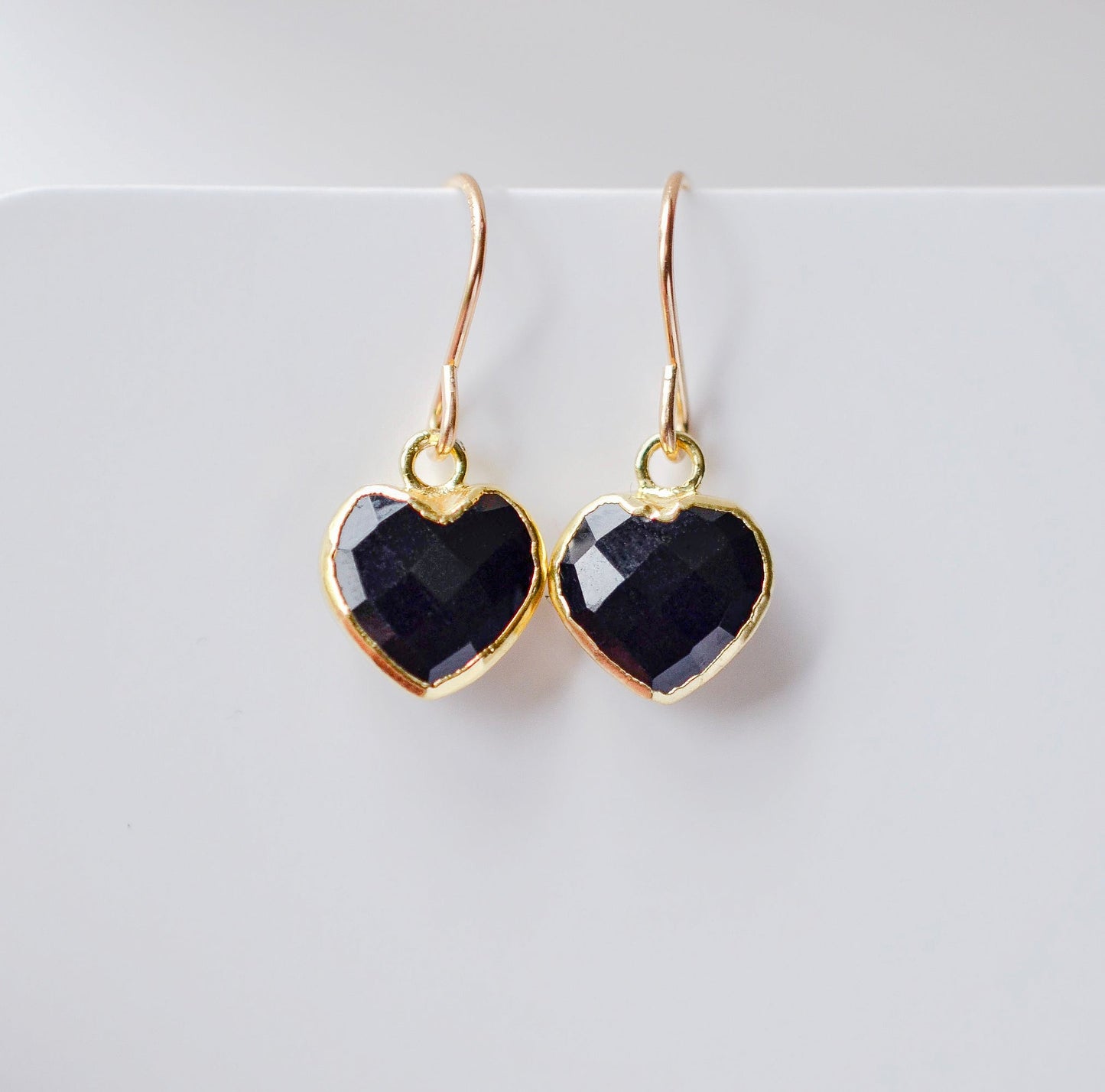 Black Onyx Heart Earrings