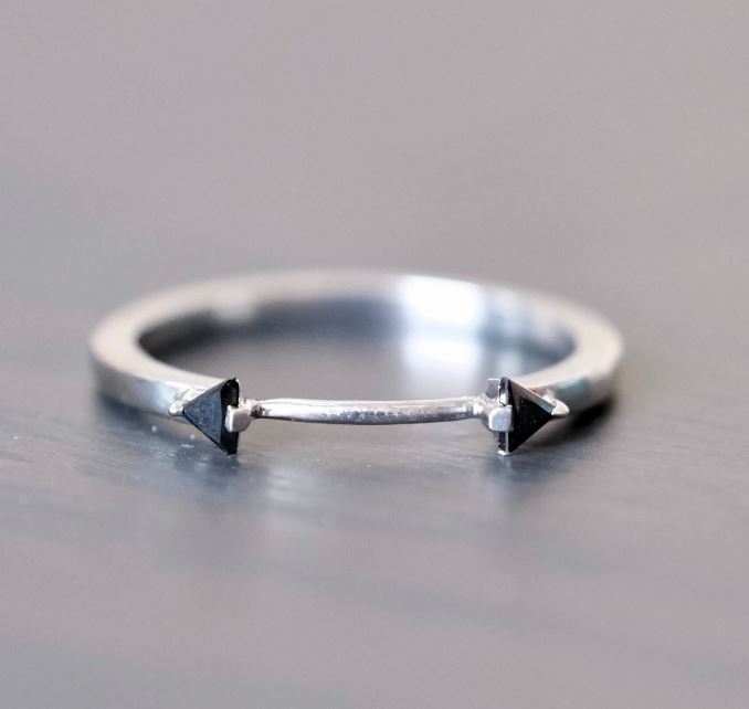 Blake Wedding Ring Cuff, 2 Black Triangle Diamond