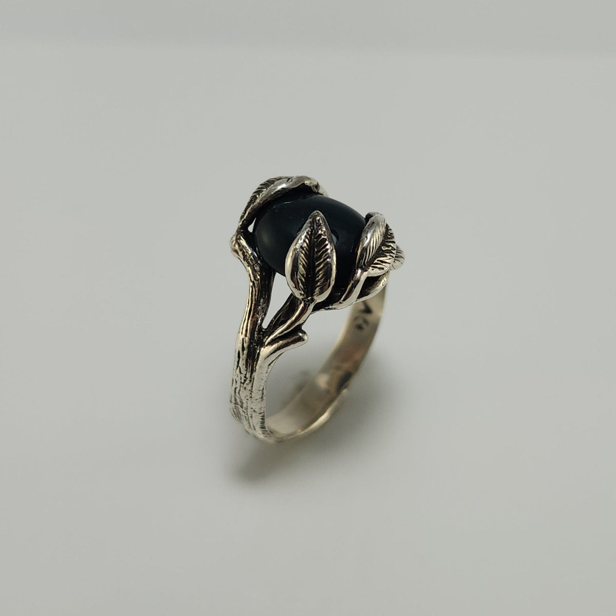 Bloodstone Leaf & Twig Ring in Silver